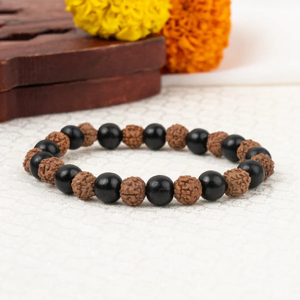 1_1_16 Divya Rudraksha Karungali Bracelet 8mm - Image 1