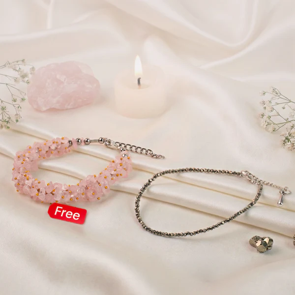 1_4_add84b37-22a3-4c02-9359-ea8a55c340ce Pyrite Anklet with FREE Rose Quartz Chips Bracelet - Image 1