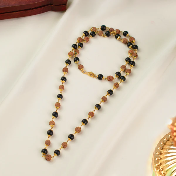 1_8_1b9e830b-b4da-4104-9798-a1edec86746d Divya Raksha Rudraksha & Karungali Mala with Gold Capping - Image 1
