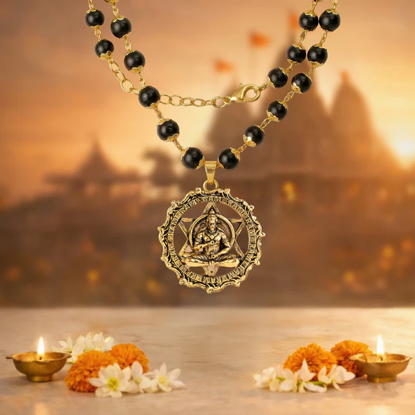 Gold-Plated_Karungali_Mala_with_Hanuman_Kavach Siddh Gold-Plated Karungali Mala with Hanuman Kavach Pendant - Image 1