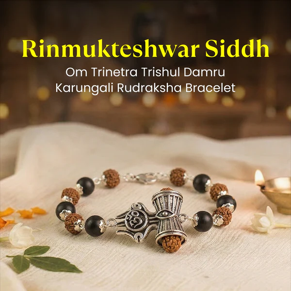 Om_Trinetra_Trishul_Damru_Karungali_Rudraksha_Bracelet Rinmukteshwar Siddh Om Trinetra Trishul Damru Karungali Rudraksha Bracelet - Image 1